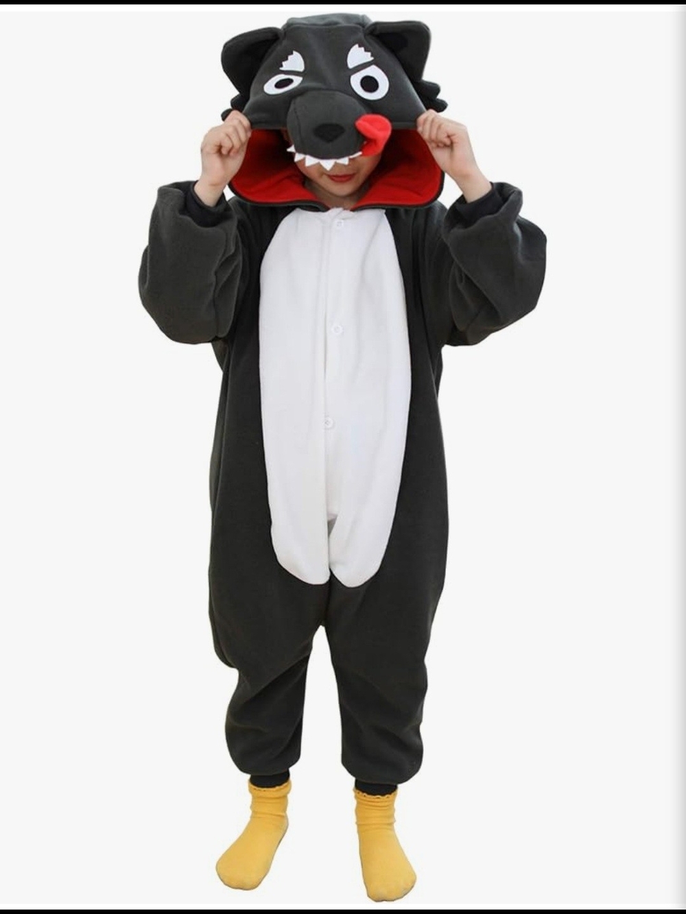 Kids Big Bad Wolf Animal One Piece Costume Pajamas Halloween Cosplay Size 6yr